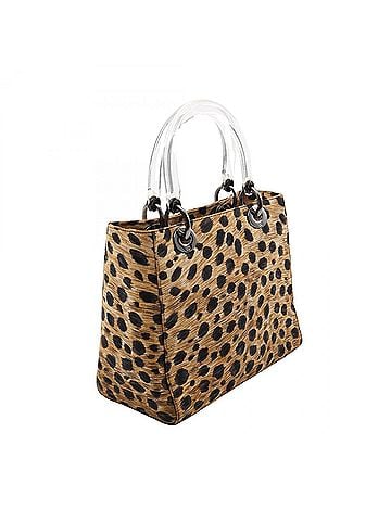 Christian Dior Christian Dior Dior LADY DIOR Leopard 2-Way Handbag, Canvas, Women's, Beige/Black (view 2)