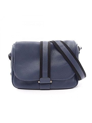 Hermès Hermes HERMES Bour Lang Shoulder Bag Handbag Taurillon Clemence Leather Women's Blue/Black (view 1)