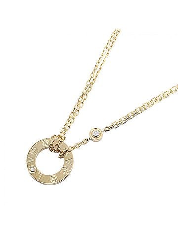 Cartier Cartier Love Circle 2PD Necklace, 18K (Yellow Gold) Diamond Women's, Gold Tone, Clear B7219500 (view 1)