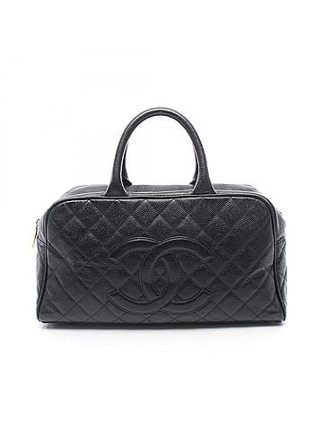 Chanel Chanel Matelassé Coco Mark Boston Bag Handbag, Caviar Leather (Grained Calfskin), Women's, Black (view 1)