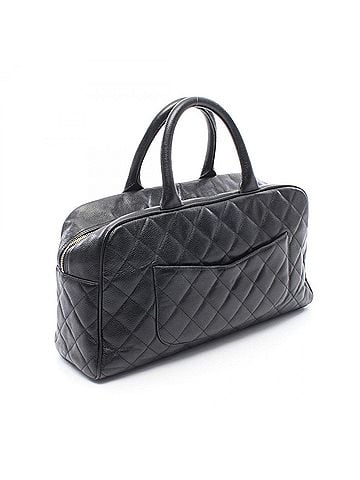 Chanel Chanel Matelassé Coco Mark Boston Bag Handbag, Caviar Leather (Grained Calfskin), Women's, Black (view 2)