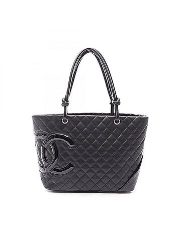 Chanel Chanel Cambon Line Large Tote Bag Handbag Leather Enamel Women's Black A25169 (view 1)