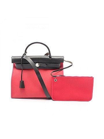 Hermès Hermes Herbag Zip PM 2-Way Handbag, Canvas and Leather, Toile Officier, Vache Hunter, Women's, Red/Black (view 1)