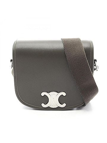 Céline Celine Small Buzas Strap Triomphe Shoulder Bag Handbag Leather Men's Green 17883GAO (view 1)
