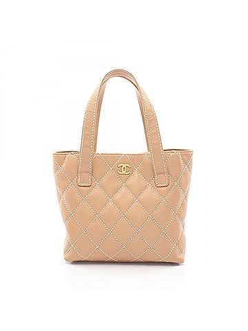 Chanel Chanel Wild Stitch Tote Bag Handbag Leather Women's Beige (view 1)