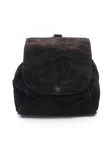 Chanel Chanel Coco Mark Backpack/Handbag, Suede Leather, Women's, Black (view 1)