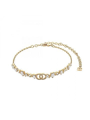 Chanel Chanel Coco Mark Star Choker Accessory, Gold Plated (GP), Faux Pearl, Rhinestone, Women's, Gold, White, Clear (view 1)