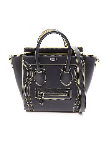 Céline Celine Luggage Nano Shopper 2-Way Handbag, Leather, Women's, Black/Yellow, 189243 (view 1)