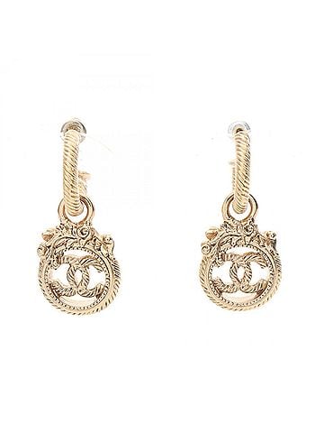 Chanel Chanel Coco Mark Hoop Earrings, Gold Plated (GP), Women's, Tone (view 1)