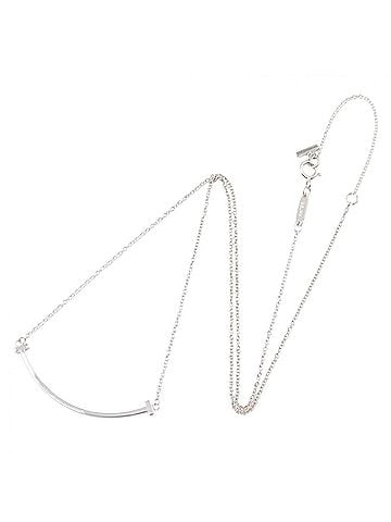 Tiffany & Co. Tiffany & Co. T Smile Small Necklace, 18K White Gold (18KWG), Women's, Silver Tone, 60011677 (view 2)