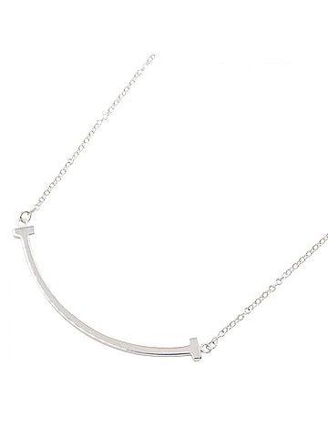 Tiffany & Co. Tiffany & Co. T Smile Small Necklace, 18K White Gold (18KWG), Women's, Silver Tone, 60011677 (view 1)