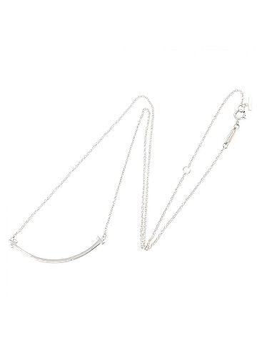 Tiffany & Co. Tiffany & Co. T Smile Small Necklace, 18K White Gold (18KWG), Women's, Silver Tone, 60011677 (view 2)