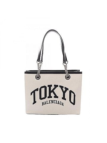 Balenciaga Balenciaga DUTY FREE TOTE M Tote Bag Handbag Canvas Leather Women's Gray/Black 759973 (view 1)