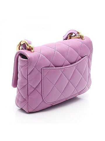 Chanel Chanel Mini Matelassé Shoulder Bag/Handbag, Lambskin Leather, Women's, Purple (view 2)