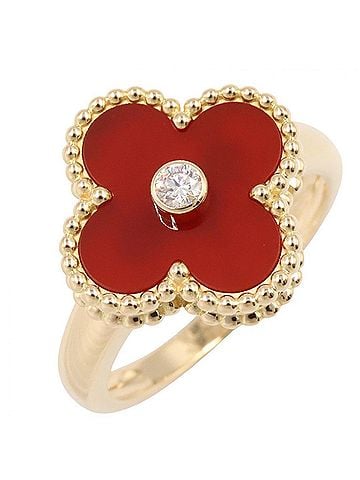 Van Cleef & Arpels Van Cleef & Arpels Vintage Alhambra 1PD Ring - 18K (Yellow Gold) Diamond Carnelian Women's Gold Tone, Red Clear Tone VCARD40800 (view 1)
