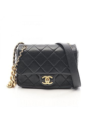Chanel Chanel Mini Matelassé Shoulder Bag/Handbag, Lambskin Leather, Women's, Black (view 1)