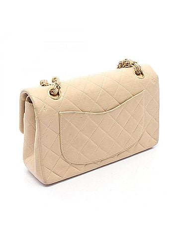 Chanel Chanel Matelassé Double Flap Shoulder Bag/Handbag, Lambskin Leather, Women's, Beige, A01113 (view 2)