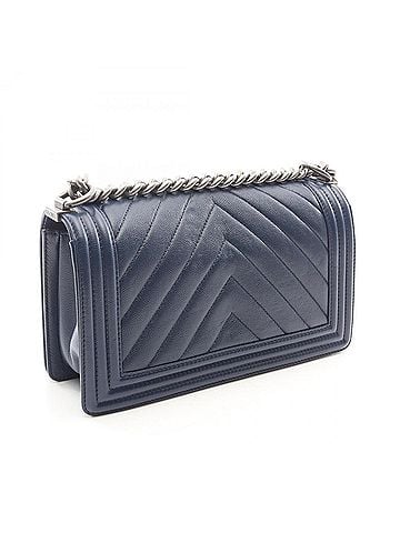 Chanel Chanel Boy Chevron V-stitch Shoulder Bag/Handbag, Caviar Leather (Grained Calfskin), Women's, Navy, A67086 (view 2)