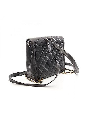 Chanel Chanel Matelassé Square Chain Backpack/Handbag, Lambskin Leather, Women's, Black (view 2)