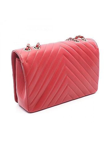 Chanel Chanel Chevron V-stitch Full Flap Shoulder Bag/Handbag, Leather, Women's, Red (view 2)