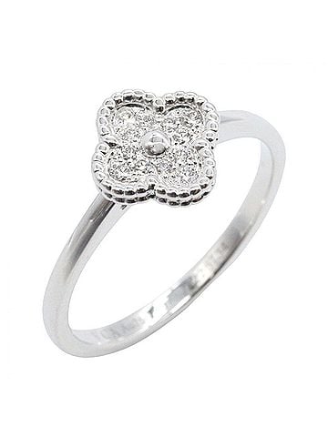 Van Cleef & Arpels Van Cleef & Arpels Sweet Alhambra Diamond Ring, 18K White Gold (18KWG), Silver/Clear Tone, Women's Jewelry, VCARO85800 (view 1)
