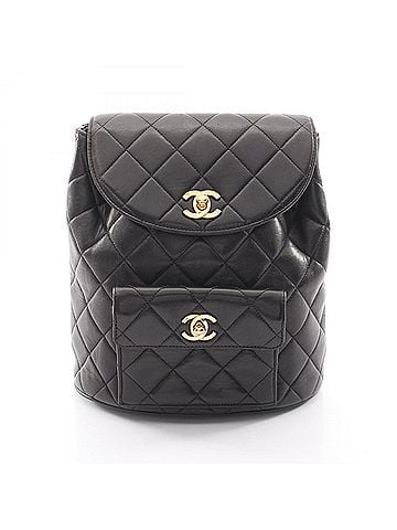 Chanel Chanel Matelassé Turnlock Chain Backpack/Handbag, Lambskin Leather, Women's, Black (A04194) (view 1)