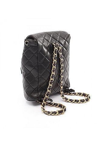 Chanel Chanel Matelassé Turnlock Chain Backpack/Handbag, Lambskin Leather, Women's, Black (A04194) (view 2)
