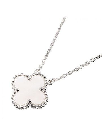 Van Cleef & Arpels Van Cleef & Arpels Vintage Alhambra Mother of Pearl Necklace, 18K White Gold (18KWG), Pearl, Women's, Silver/White Tone, VCARF48700 (view 1)