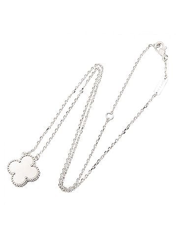 Van Cleef & Arpels Van Cleef & Arpels Vintage Alhambra Mother of Pearl Necklace, 18K White Gold (18KWG), Pearl, Women's, Silver/White Tone, VCARF48700 (view 2)