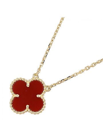 Van Cleef & Arpels Van Cleef & Arpels Vintage Alhambra Necklace, Carnelian 18K (Yellow Gold), Carnelian, Women's, Gold/Red Tone, VCARD38500 (view 1)