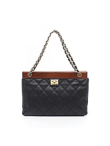Chanel Chanel Matelassé Tote Bag/Handbag, Caviar Leather (Grained Calfskin), Wood, Women's, Black/Brown (view 1)