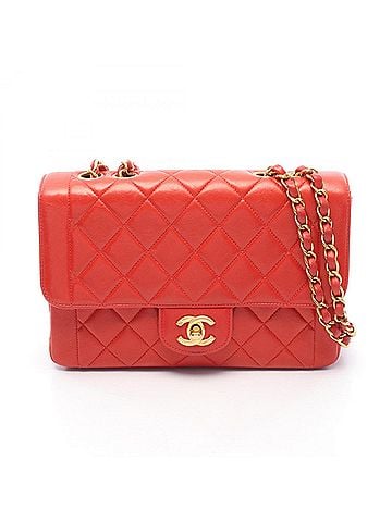 Chanel Chanel Matelassé Single Flap Shoulder Bag/Handbag, Lambskin Leather, Women's, Red (view 1)