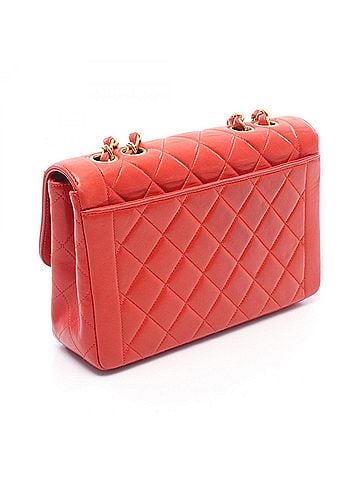 Chanel Chanel Matelassé Single Flap Shoulder Bag/Handbag, Lambskin Leather, Women's, Red (view 2)