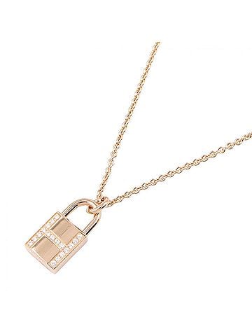 Hermès Hermes Amulette Cadena Diamond Necklace, 18K Pink Gold (PG), Diamond, Women's, Tone, Clear H121332B 00 (view 1)