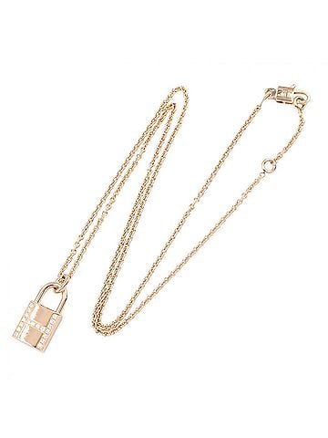 Hermès Hermes Amulette Cadena Diamond Necklace, 18K Pink Gold (PG), Diamond, Women's, Tone, Clear H121332B 00 (view 2)