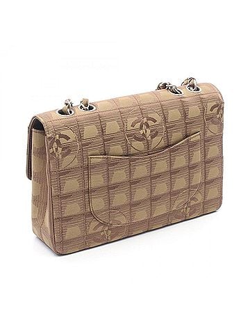 Chanel Chanel New Travel Line Shoulder Bag/Handbag, Leather and Nylon Canvas, Women's, Khaki (view 2)