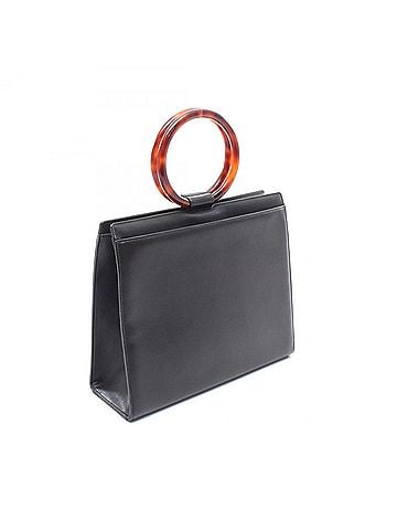 Chanel Chanel Loop Handle Handbag, Leather, Women's, Black (view 2)