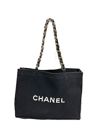 Chanel CHANEL logo CC Coco mark bag, tote shoulder double chain, chain canvas, men's, women's, black. (view 2)