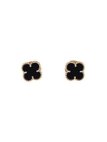 Van Cleef & Arpels Sweet Alhambra Stud Earrings 18K Yellow Gold and Onyx (view 1)