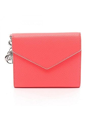 Christian Dior Christian Dior Dior Diorissimo Neon Color Tri-fold Wallet, Leather, Women's, Red (view 1)