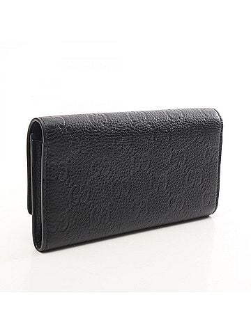 Gucci Gucci GG Emblem Continental Long Wallet, Bi-fold Leather, Women's, Black, 815922 (view 2)