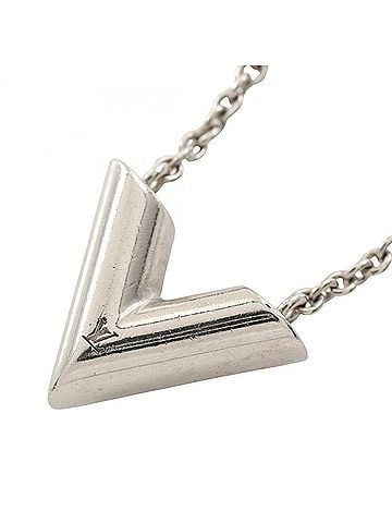 Louis Vuitton Louis Vuitton Essential V Necklace, Stainless Steel, Women's, Silver Tone, M63197 (view 1)