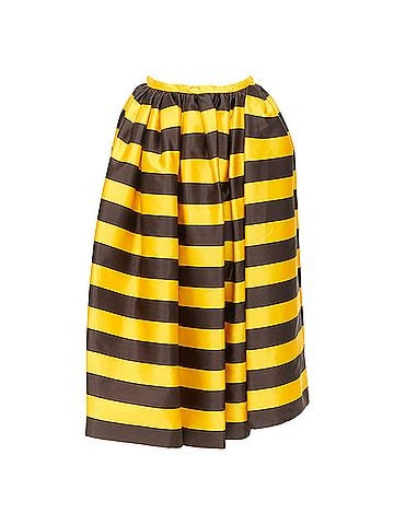 Prada rare PRADA 2022 Raf Simons Tropica yellow brown graphic stripe full skirt IT42 M (view 1)