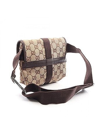 Gucci Gucci GG Canvas Waist Bag, Body Handbag, and Leather, Women's, Beige/Brown, 131236 (view 2)