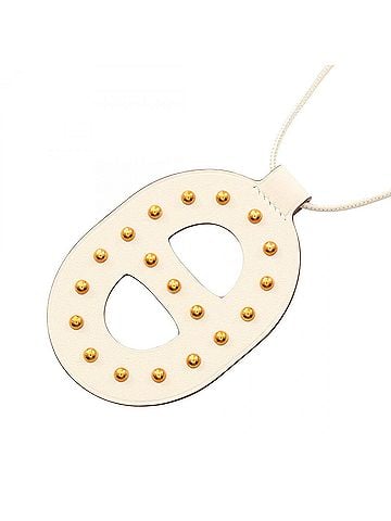 Hermès Hermes Chaine d'Ancre GM Nata Stud Necklace, Jewelry, Veau Swift Leather, Women's, Ivory (view 1)