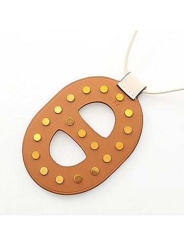 Hermès Hermes Chaine d'Ancre GM Nata Stud Necklace, Jewelry, Veau Swift Leather, Women's, Ivory (view 2)