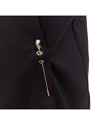Balenciaga BALENCIAGA 2015 Runway black neoprene pearl pin asymmetric draped boxy top S (view 2)
