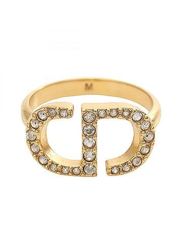 Christian Dior Christian Dior Dior PETIT CD Ring - Gold Plated (GP) with Rhinestones Women's Tone/Clear Tone (view 1)