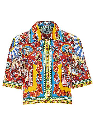 Dolce & Gabbana DOLCE GABBANA 2016 Carretto Siciliano cotton rolled sleeves crop shirt IT44 L (view 1)