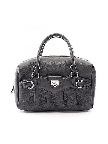 Salvatore Ferragamo Salvatore Ferragamo Gancini Handbag, Leather, Women's, Black, 21 6878 (view 1)